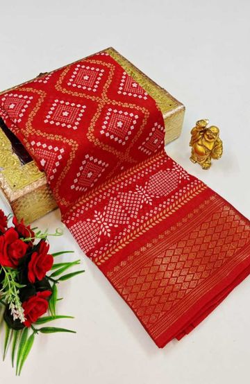 Dailywear cotton sarees premium look lightweight comfortable wear - RED