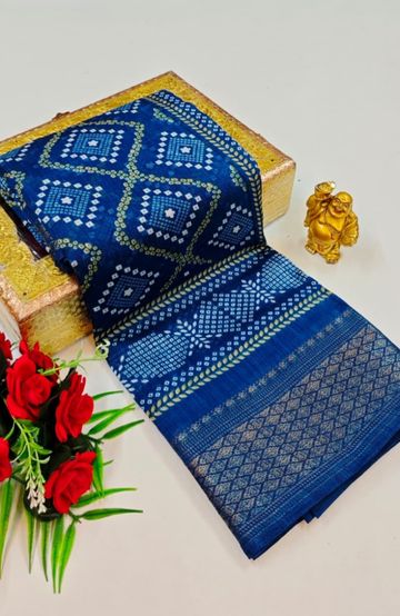 Dailywear cotton sarees premium look lightweight comfortable wear - BLUE COLOUR (1)