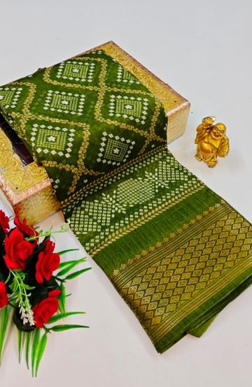 Dailywear cotton sarees premium look lightweight comfortable wear - MEHENDHI GREEN (2)
