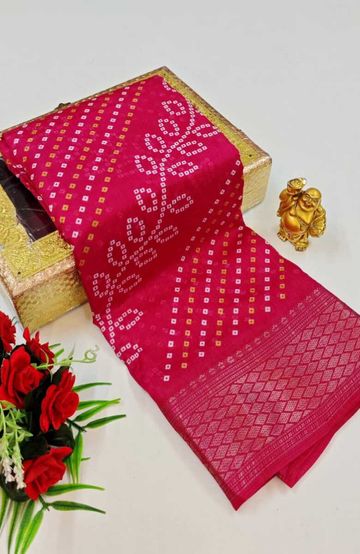 Dailywear cotton sarees premium look lightweight comfortable wear - DARK PINK (1)