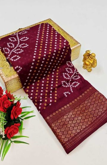 Dailywear cotton sarees premium look lightweight comfortable wear - WINE COLOUR (1)