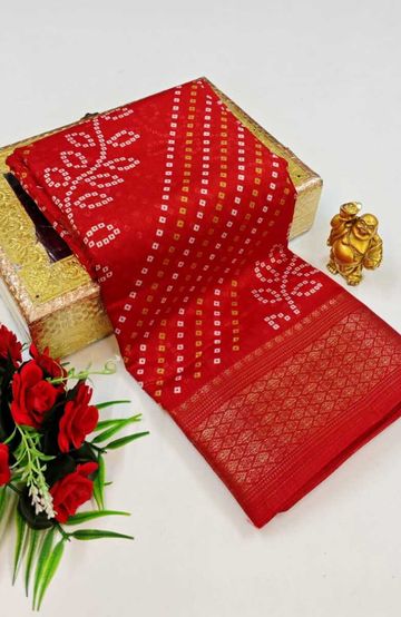 Dailywear cotton sarees premium look lightweight comfortable wear - RED (1)