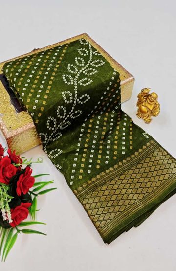 Dailywear cotton sarees premium look lightweight comfortable wear - MEHENDHI GREEN (3)