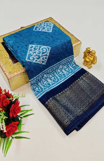 Dailywear cotton sarees premium look lightweight comfortable wear - BLUE COLOUR (2)