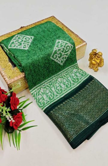 Dailywear cotton sarees premium look lightweight comfortable wear - EMERALD COLOUR