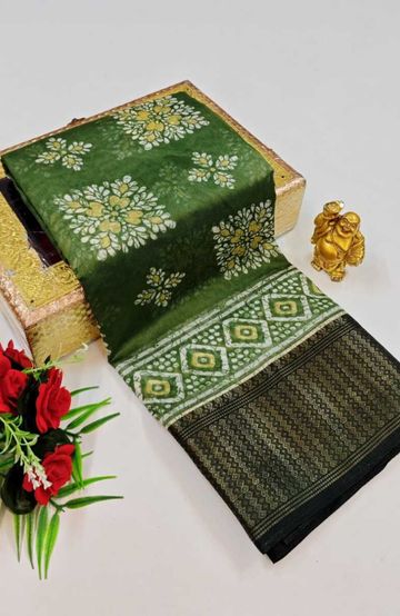 Dailywear cotton sarees premium look lightweight comfortable wear - MEHENDHI GREEN (4)