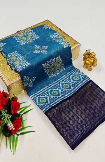 Dailywear cotton sarees premium look lightweight comfortable wear - BLUE SHADE (2)