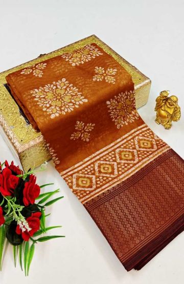 Dailywear cotton sarees premium look lightweight comfortable wear - BRONCE COLOUR (2)