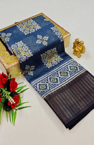 Dailywear cotton sarees premium look lightweight comfortable wear - LIGHT BLUE N (1)