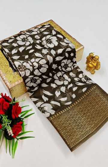 Dailywear cotton sarees premium look lightweight comfortable wear - BROWN (2)