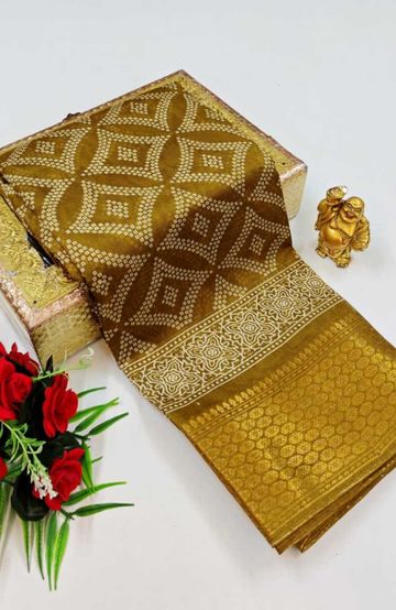 Dailywear cotton sarees premium look lightweight comfortable wear - DARK GOLD (1)