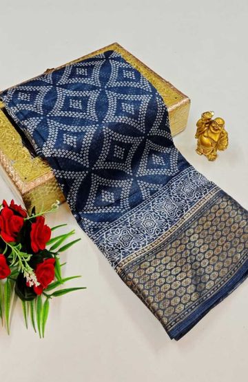 Dailywear cotton sarees premium look lightweight comfortable wear - SLATE COLOUR