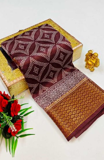 Dailywear cotton sarees premium look lightweight comfortable wear - MAROON COLOR (2)