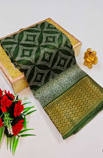 Dailywear cotton sarees premium look lightweight comfortable wear - LITE GREEN