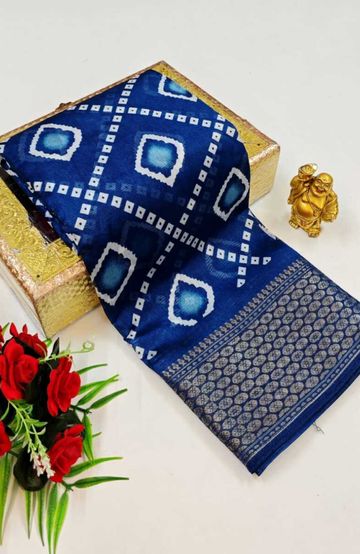 Dailywear cotton sarees premium look lightweight comfortable wear - PEACKOK BLUE (1)