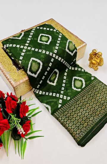 Dailywear cotton sarees premium look lightweight comfortable wear - MEHENDHI GREEN (5)
