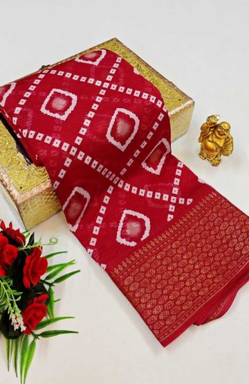 Dailywear cotton sarees premium look lightweight comfortable wear - TOMATO COLOUR