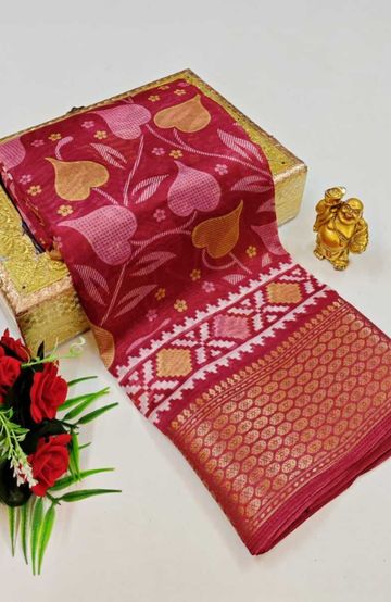 Dailywear cotton sarees premium look lightweight comfortable wear - ONIYAN PINK