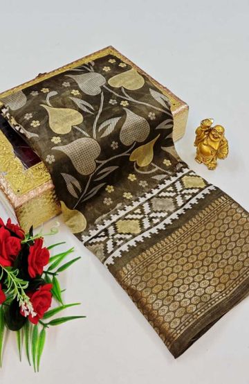 Dailywear cotton sarees premium look lightweight comfortable wear - BROWN (3)