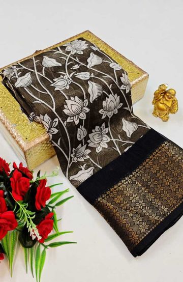 Dailywear cotton sarees premium look lightweight comfortable wear - BROWN (4)