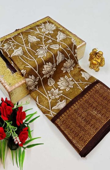 Dailywear cotton sarees premium look lightweight comfortable wear - DARK GOLD (2)