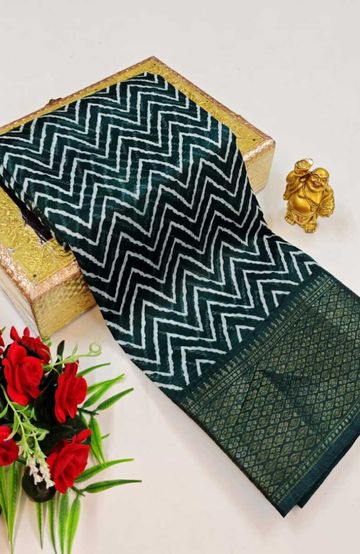 Dailywear cotton sarees premium look lightweight comfortable wear - BOTTLE GREEN (4)