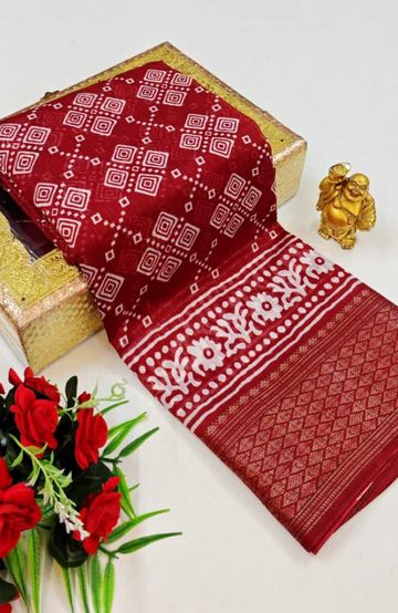 Dailywear cotton sarees premium look lightweight comfortable wear - MAROON COLOR (4)