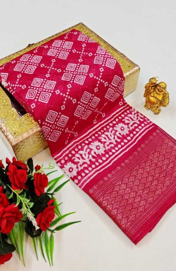 Dailywear cotton sarees premium look lightweight comfortable wear - DARK PINK (5)