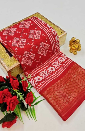 Dailywear cotton sarees premium look lightweight comfortable wear - RED (5)