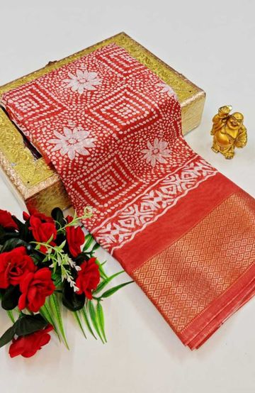 Dailywear cotton sarees premium look lightweight comfortable wear - CORAL COLOUR (1)