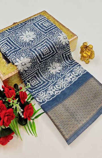 Dailywear cotton sarees premium look lightweight comfortable wear - SLATE COLOUR (2)