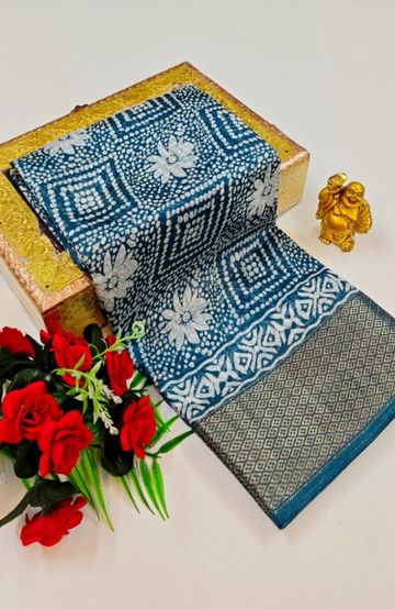 Dailywear cotton sarees premium look lightweight comfortable wear - TEAL COLOUR (2)