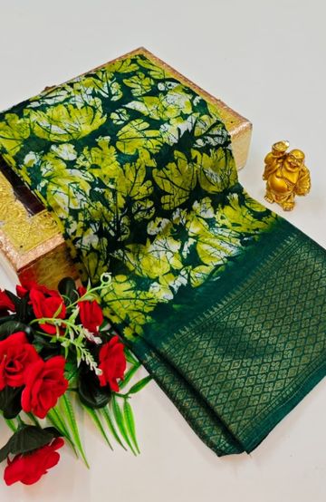 Dailywear cotton sarees premium look lightweight comfortable wear - BOTTLE GREEN (6)