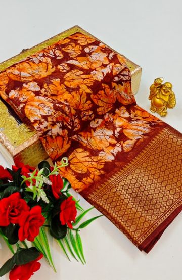 Dailywear cotton sarees premium look lightweight comfortable wear - BROWN COLOUR (2)