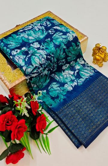 Dailywear cotton sarees premium look lightweight comfortable wear - PEACKOK BLUE (2)