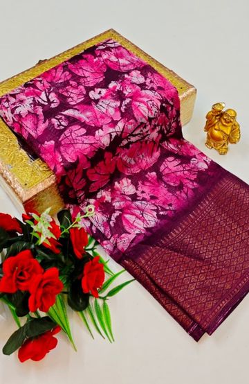 Dailywear cotton sarees premium look lightweight comfortable wear - WINE COLOUR (5)