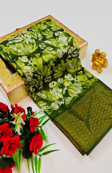 Dailywear cotton sarees premium look lightweight comfortable wear - OLIVE GREEN (3)