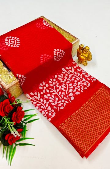 Dailywear cotton sarees premium look lightweight comfortable wear - RED (6)