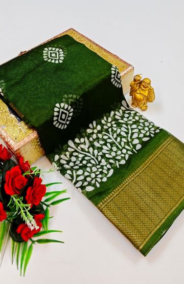 Dailywear cotton sarees premium look lightweight comfortable wear - MEHENDHI GREEN (9)