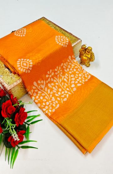 Dailywear cotton sarees premium look lightweight comfortable wear - YELLOW COLOR (5)