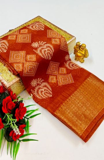 Dailywear cotton sarees premium look lightweight comfortable wear - BRONCE COLOUR (7)