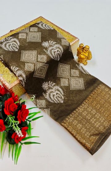 Dailywear cotton sarees premium look lightweight comfortable wear - BROWN (6)