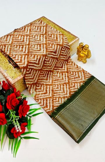 Dailywear cotton sarees premium look lightweight comfortable wear - TANGERINE COLOUR (1)