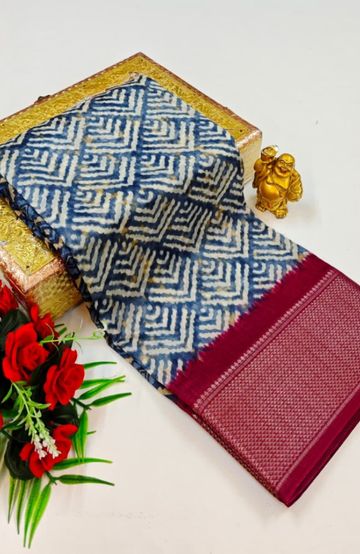 Dailywear cotton sarees premium look lightweight comfortable wear - BLUE SHADE (4)