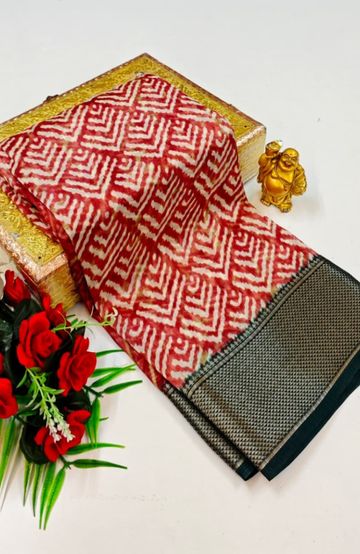 Dailywear cotton sarees premium look lightweight comfortable wear - TOMATO COLOUR (1)