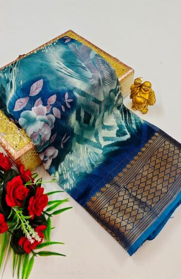 Dailywear cotton sarees premium look lightweight comfortable wear - BLUE SHADE (5)