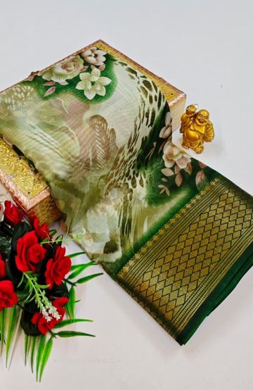 Dailywear cotton sarees premium look lightweight comfortable wear - GREEN COLOUR (1)