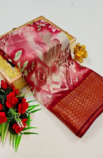 Dailywear cotton sarees premium look lightweight comfortable wear - DARK PINK (8)