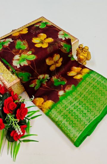 Dailywear cotton sarees premium look lightweight comfortable wear - COFEE BROWN (1)