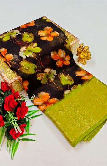 Dailywear cotton sarees premium look lightweight comfortable wear - COFEE COLOR